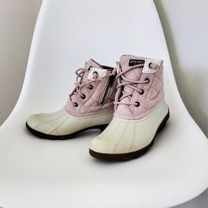 Sperry Duck Boots 7 Women's White Gray Quilted